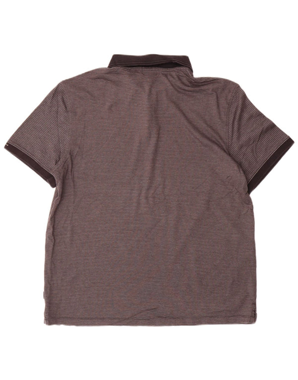 CALVIN KLEIN Mens Polo Shirt Large Grey Pinstripe Cotton