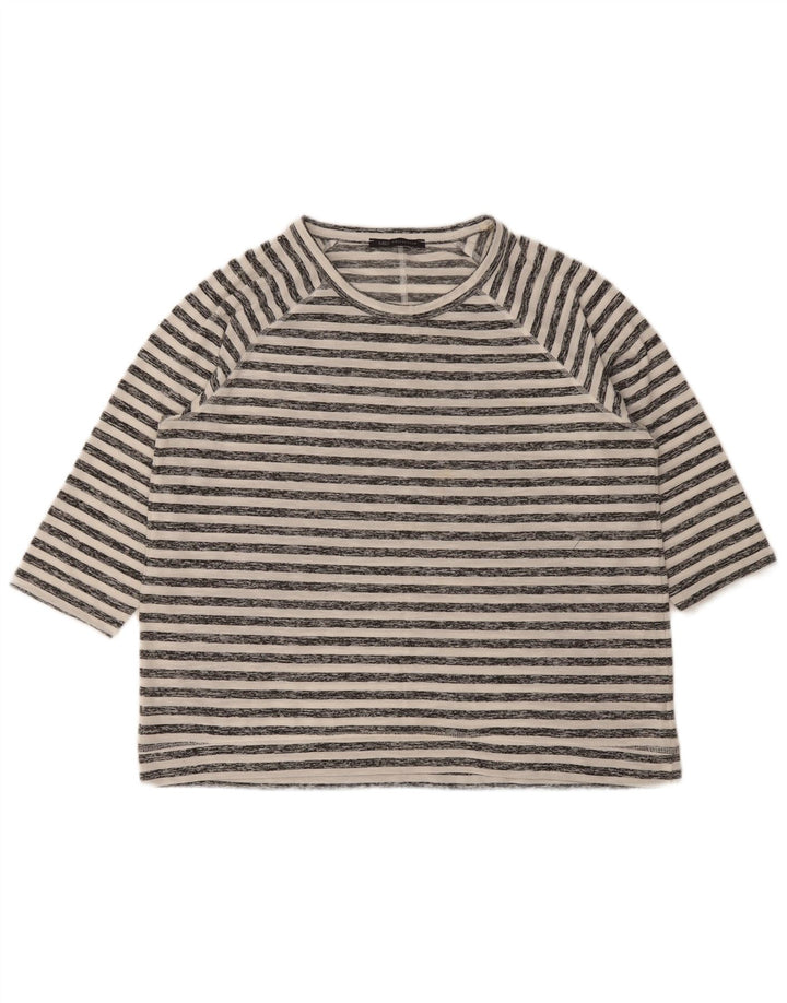 Marks & Spencer Womens Top 3/4 Sleeve UK 16 Large White Striped