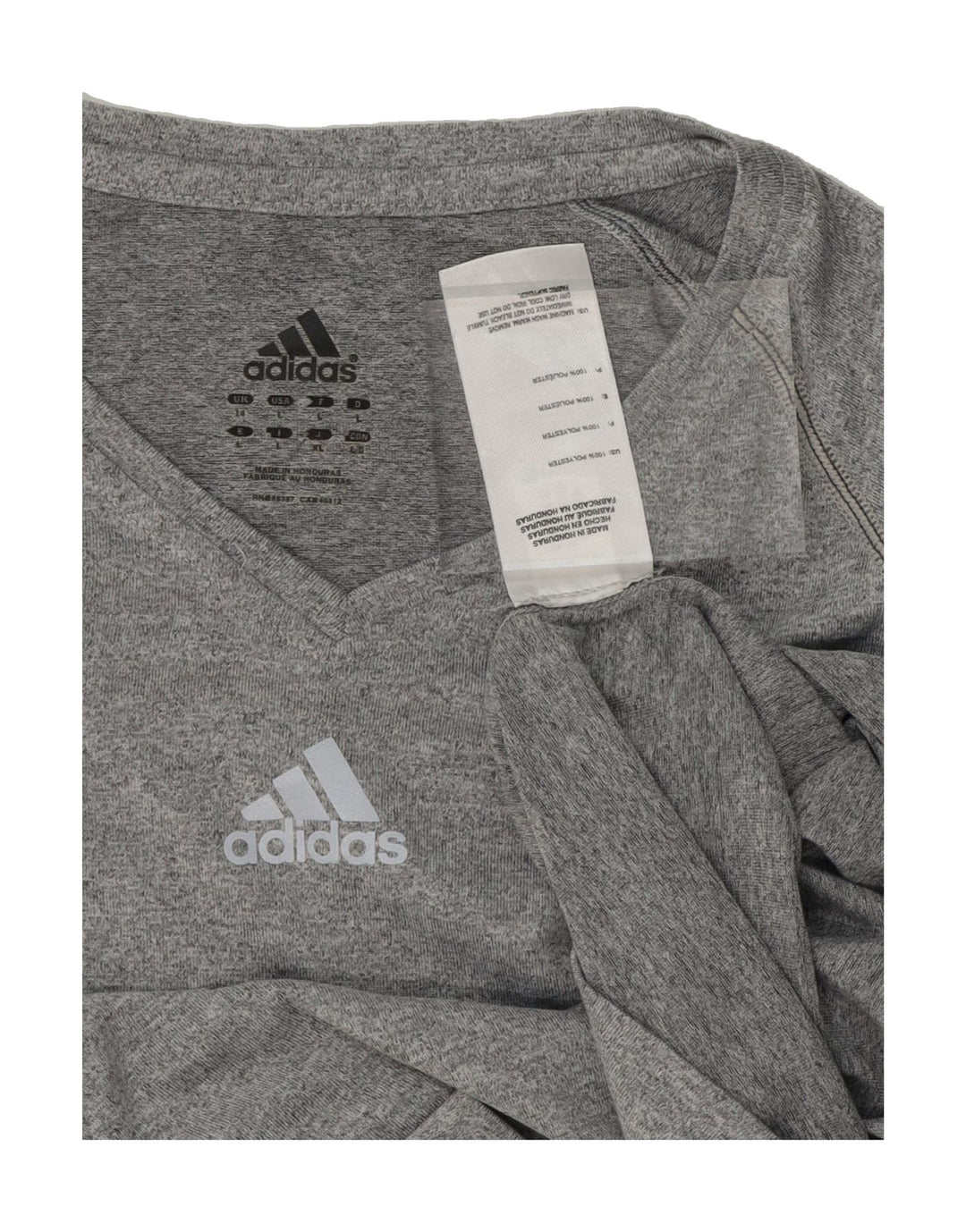 ADIDAS Womens Climalite T-Shirt Top UK 14 Large  Grey Polyester Vintage Adidas and Second-Hand Adidas from Messina Hembry 