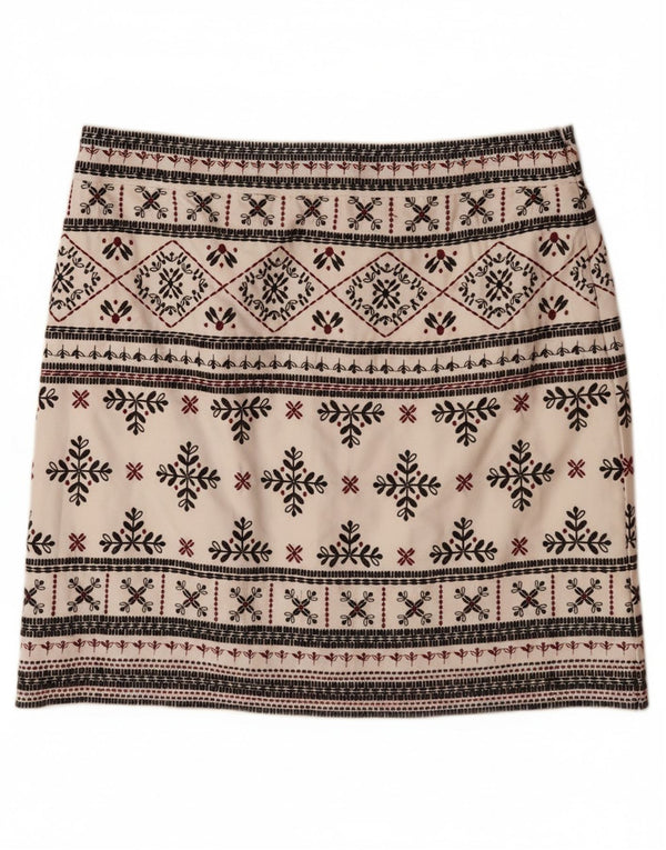 WHITE STUFF Womens Mini Skirt UK 10 Small W32  Off White Fair Isle Cotton