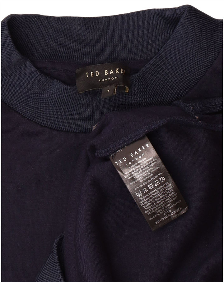 TED BAKER Womens Oversized Sweatshirt Jumper Size 1 XS Navy Blue Viscose