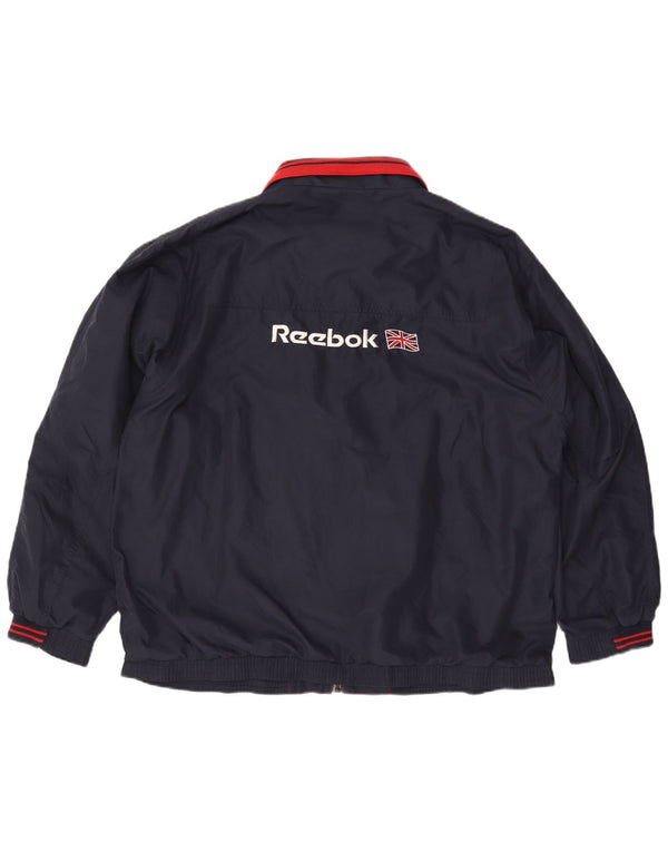 Reebok Mens Graphic Tracksuit Top Jacket XL Navy Blue Polyester