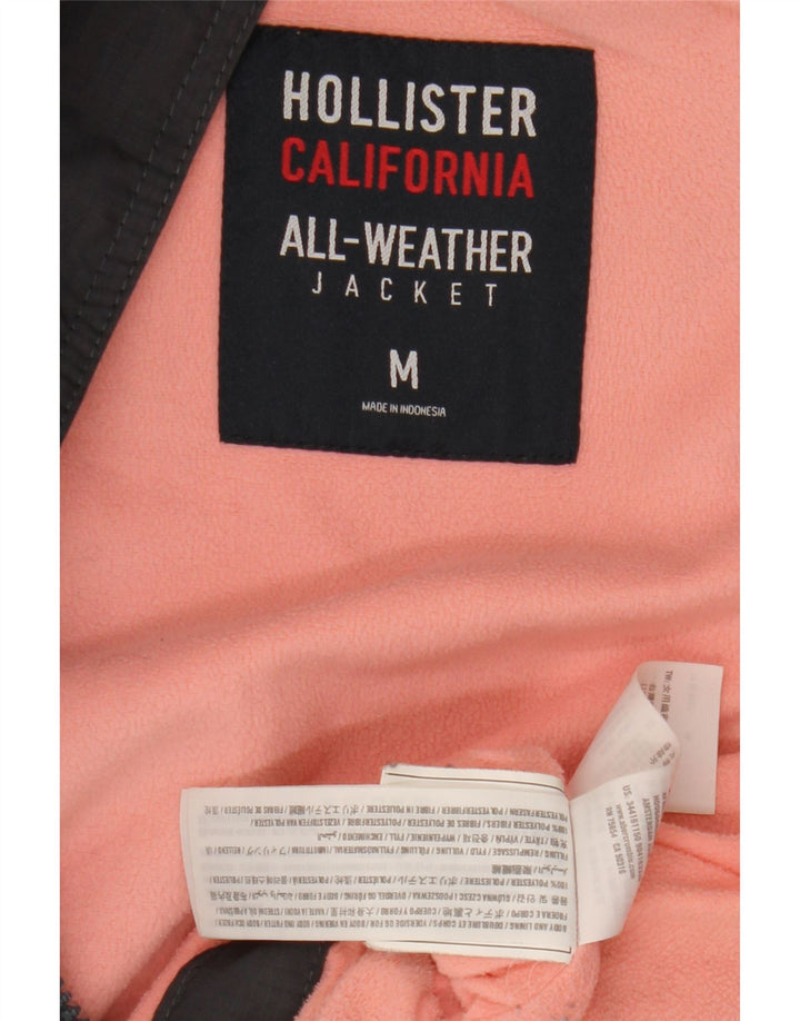 Hollister Womens Hooded Windbreaker Jacket UK 14 Medium Grey Polyester