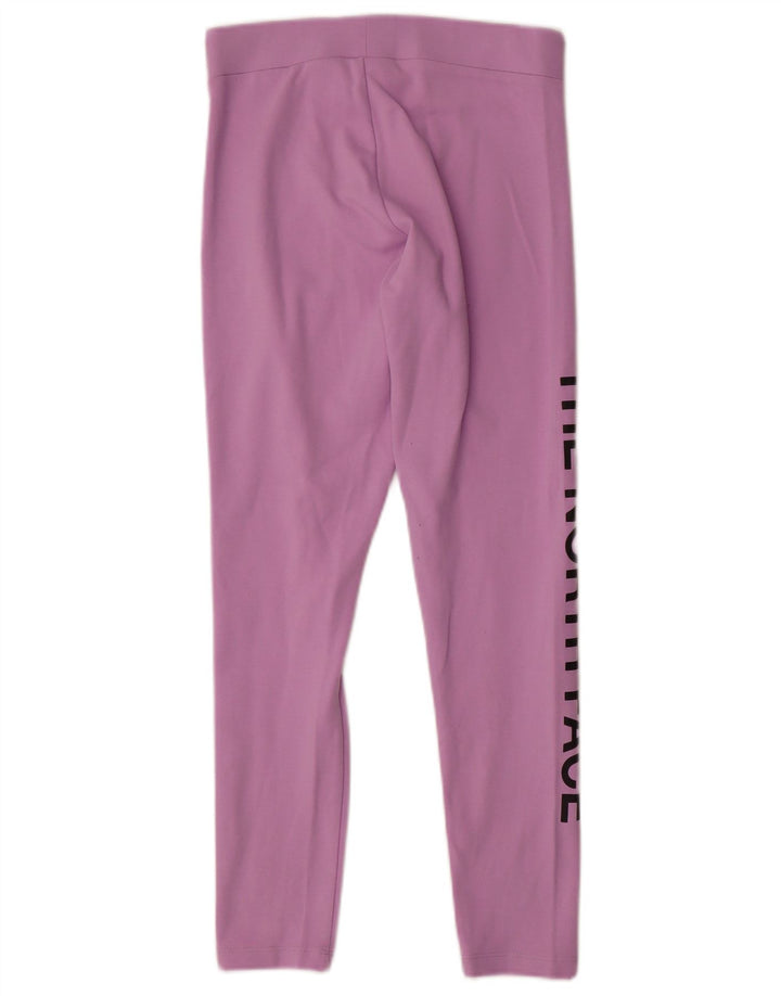 THE NORTH FACE Girls Graphic Leggings 14-15 Years XL Purple Cotton