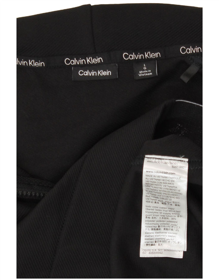 Calvin Klein Mens Graphic Zip Neck Hoodie Jumper Large Black Polyester
