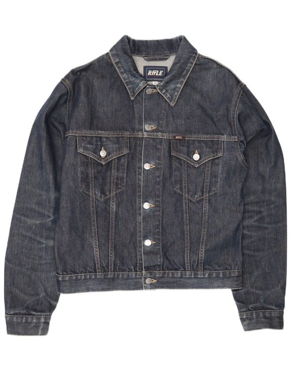 Rifle Mens Denim Jacket UK 38 Medium Navy Blue Cotton