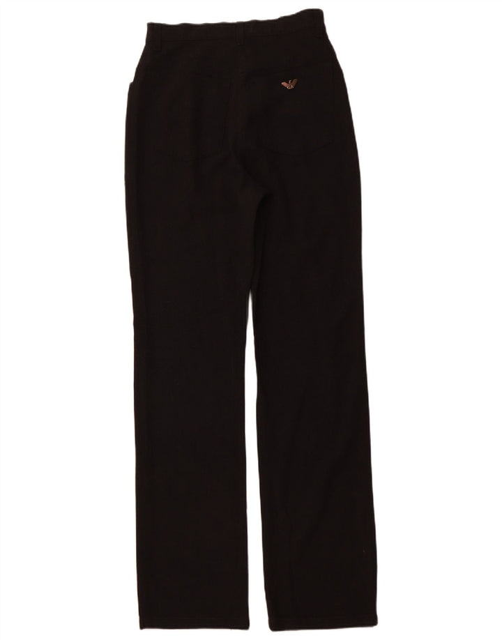 ARMANI Womens High Waist Straight Casual Trousers W30 L32 Black Polyester