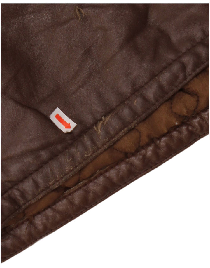 VINTAGE Mens Leather Jacket IT 56 3XL Brown