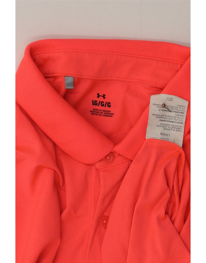 UNDER ARMOUR Mens Polo Shirt Large Pink Polyester