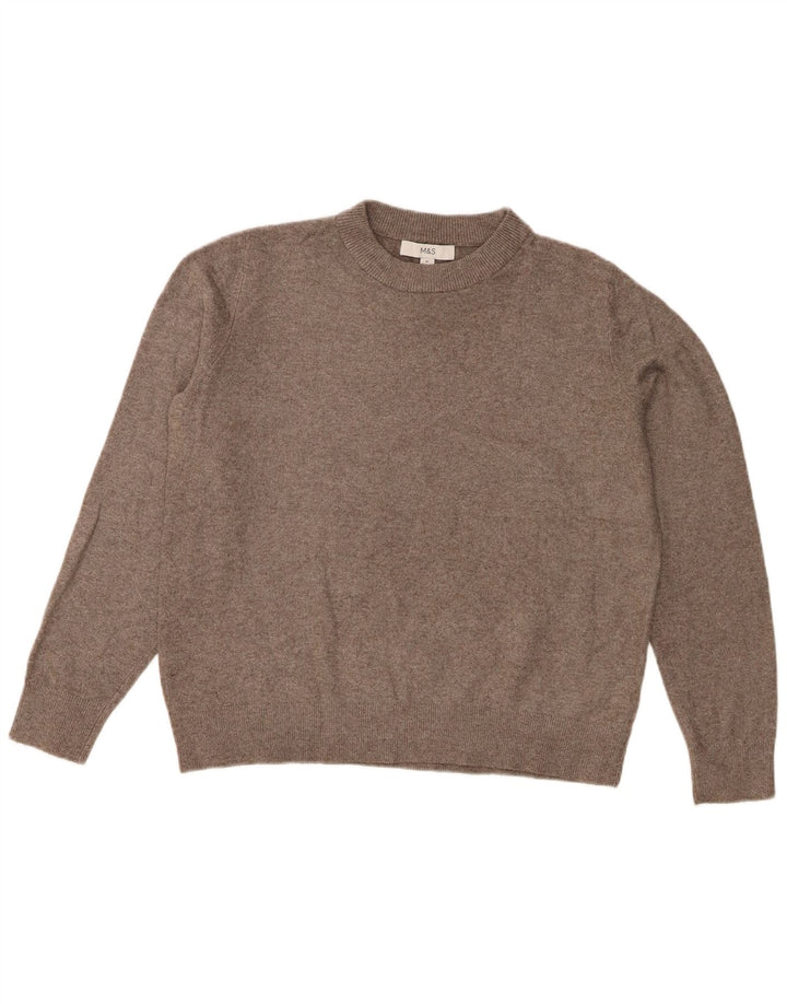 Marks & Spencer Womens Crew Neck Jumper Sweater UK 14 Medium Grey Polyester