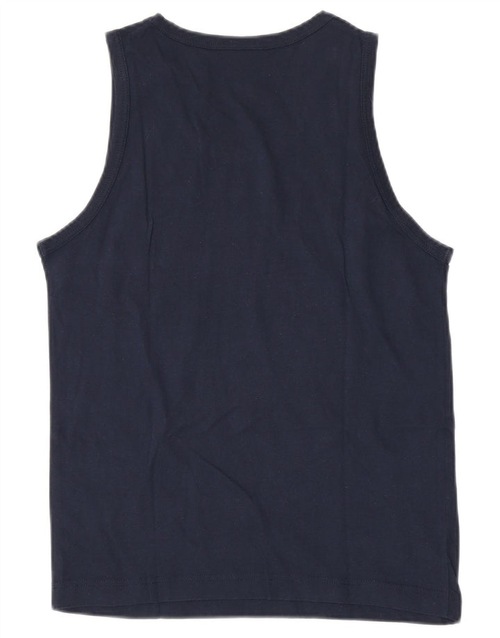 Asics Womens Vest Top UK 12 Medium Navy Blue Cotton