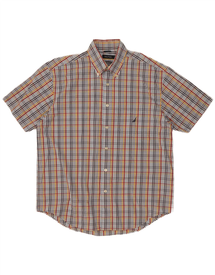 Nautica Mens Short Sleeve Shirt Large Multicoloured Check Cotton
