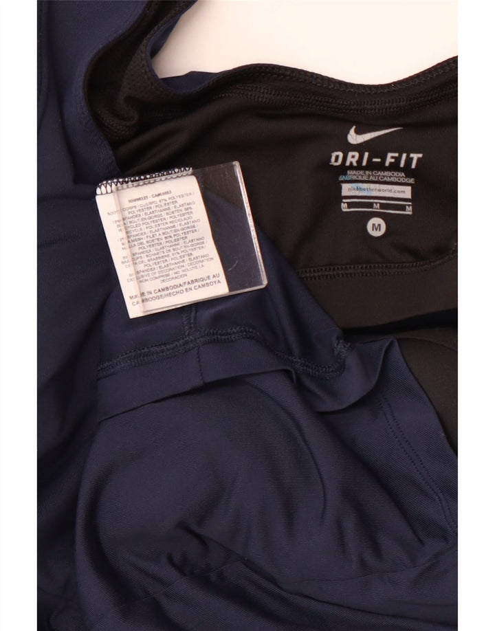 NIKE Womens Dri Fit Swimwear UK 12 Medium Navy Blue Colourblock Polyester