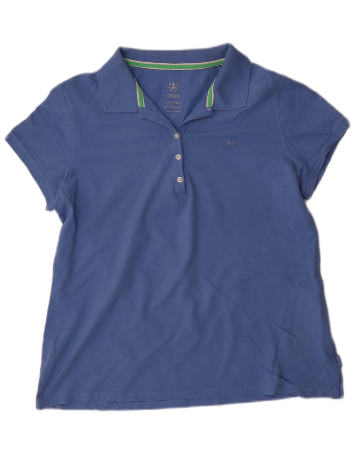 IZOD Womens Polo Shirt UK 18 XL Blue Cotton