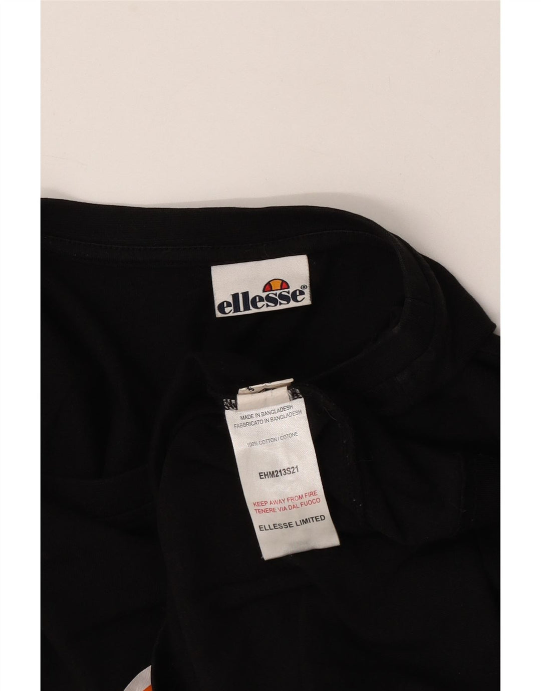 Ellesse Mens Graphic T-Shirt Top Medium Black Colourblock Cotton
