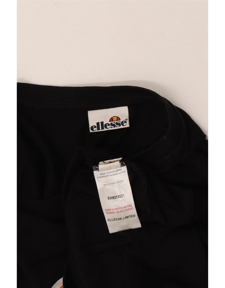 Ellesse Mens Graphic T-Shirt Top Medium Black Colourblock Cotton