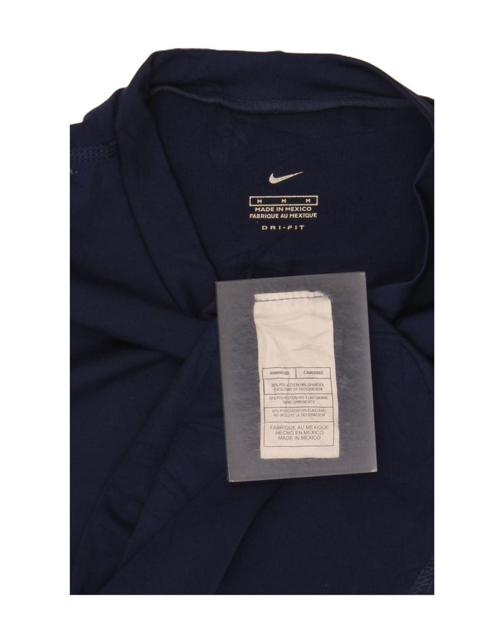 Nike Womens Dri Fit T-Shirt Top UK 12 Medium Navy Blue Polyester