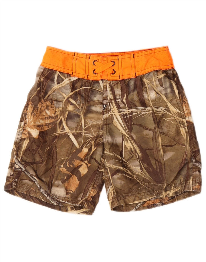 VINTAGE Boys Swimming Shorts 4-5 Years  Brown Camouflage Polyester