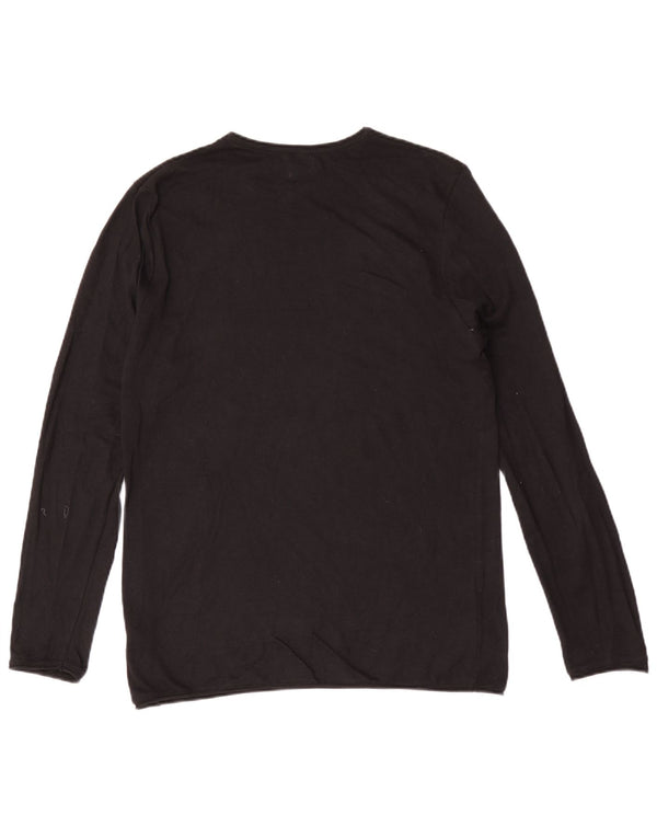 Zara Mens Top Long Sleeve Large Black Cotton