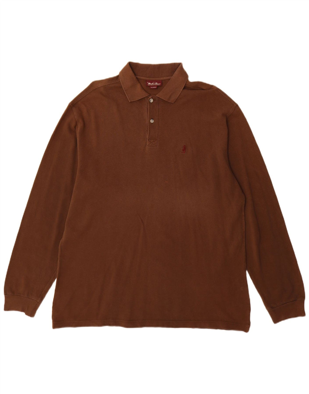 Marlboro Classics Mens Long Sleeve Polo Shirt XL Brown Cotton