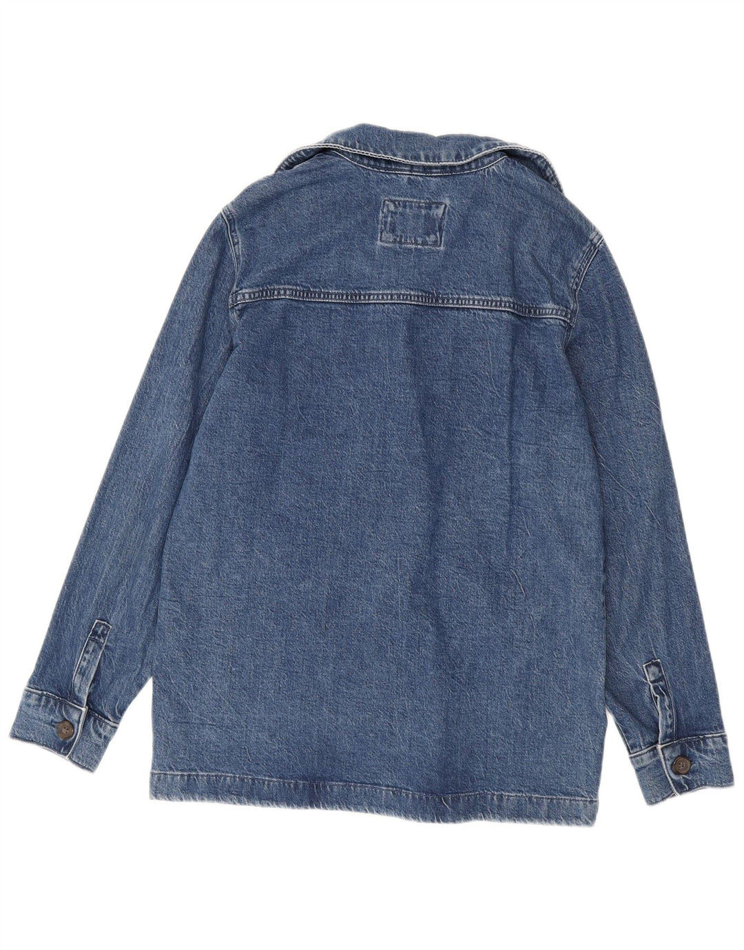 Marks & Spencer Womens Oversized Denim Jacket UK 10 Small Blue Cotton