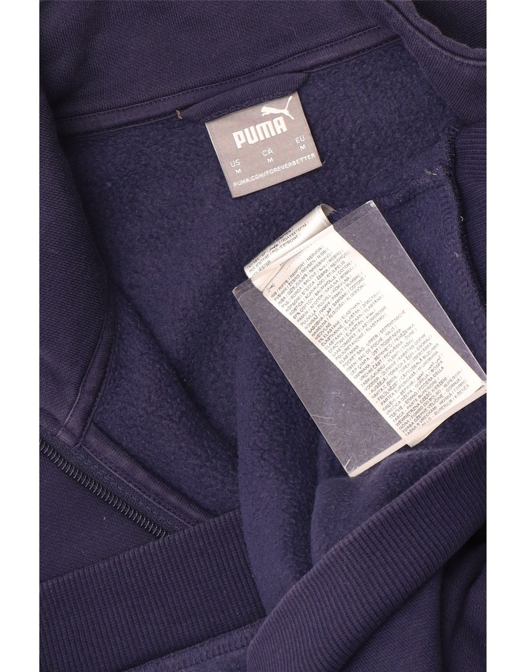 PUMA Mens Tracksuit Top Jacket Medium Navy Blue Cotton