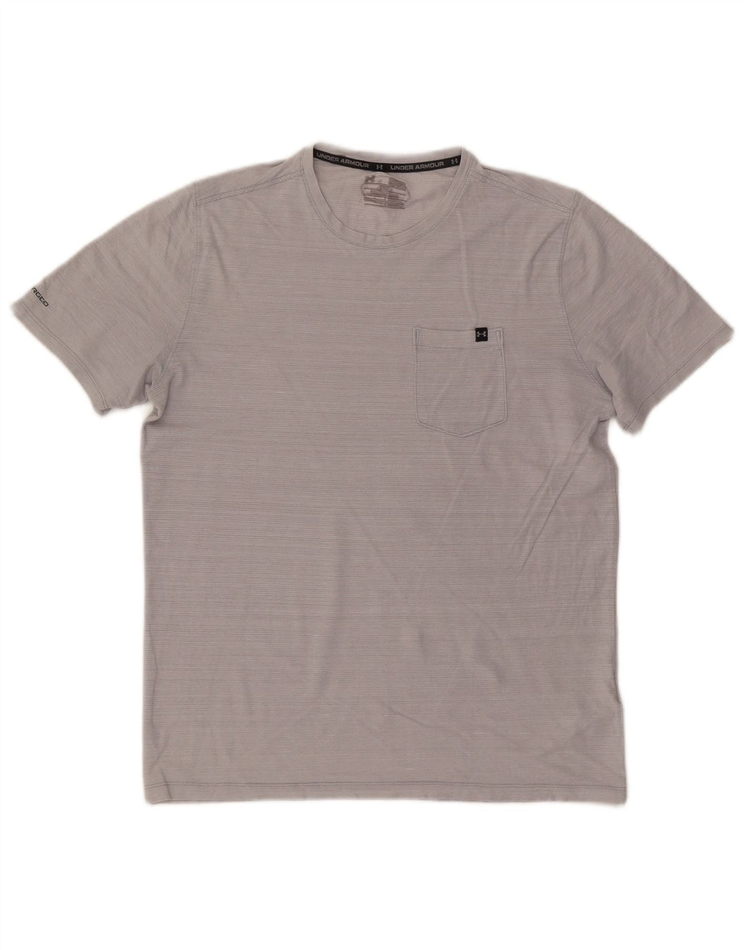 UNDER ARMOUR Mens Heat Gear T-Shirt Top Medium Grey Pinstripe Cotton