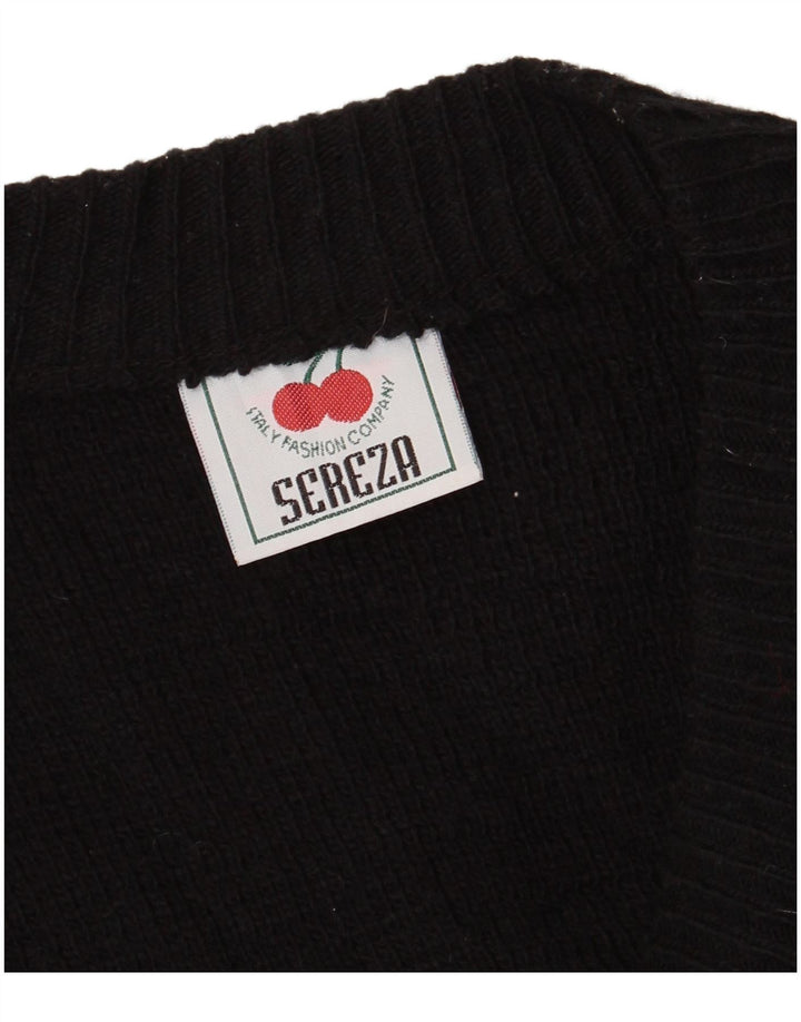 Vintage Mens Cardigan Sweater XL Black Colourblock