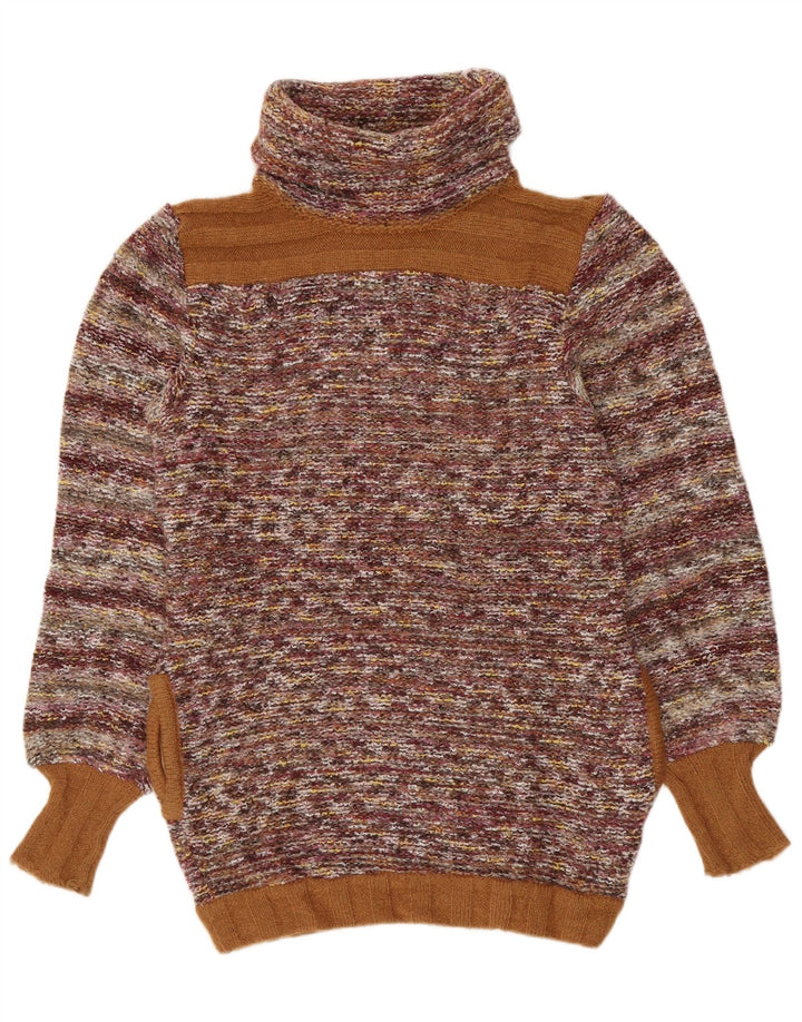 VINTAGE Womens Roll Neck Jumper Sweater UK 14 Medium Multicoloured Striped