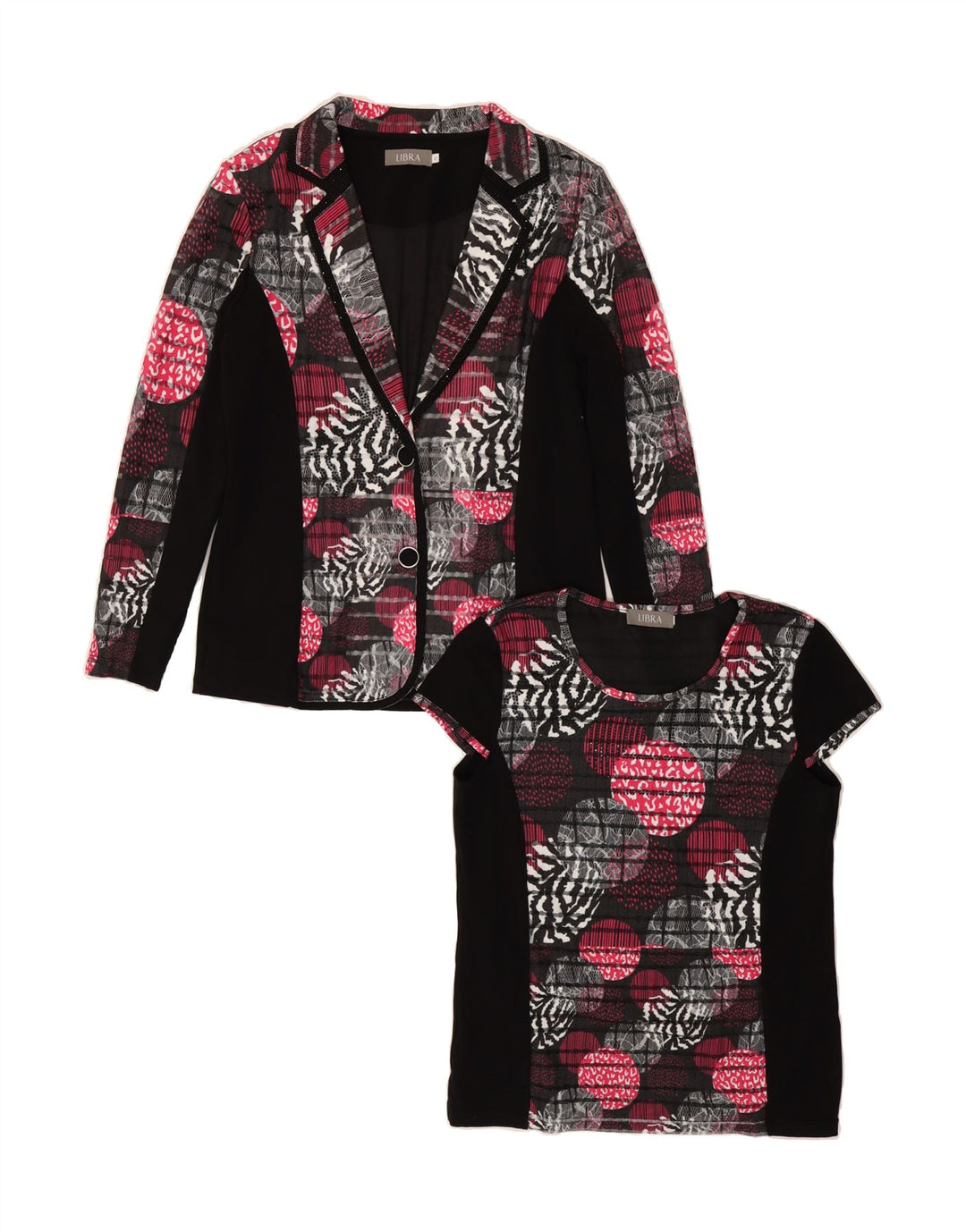 LIBRA Womens 2 Button 2 Piece Set US 2 XS Black Patchwork Vintage Libra and Second-Hand Libra from Messina Hembry 