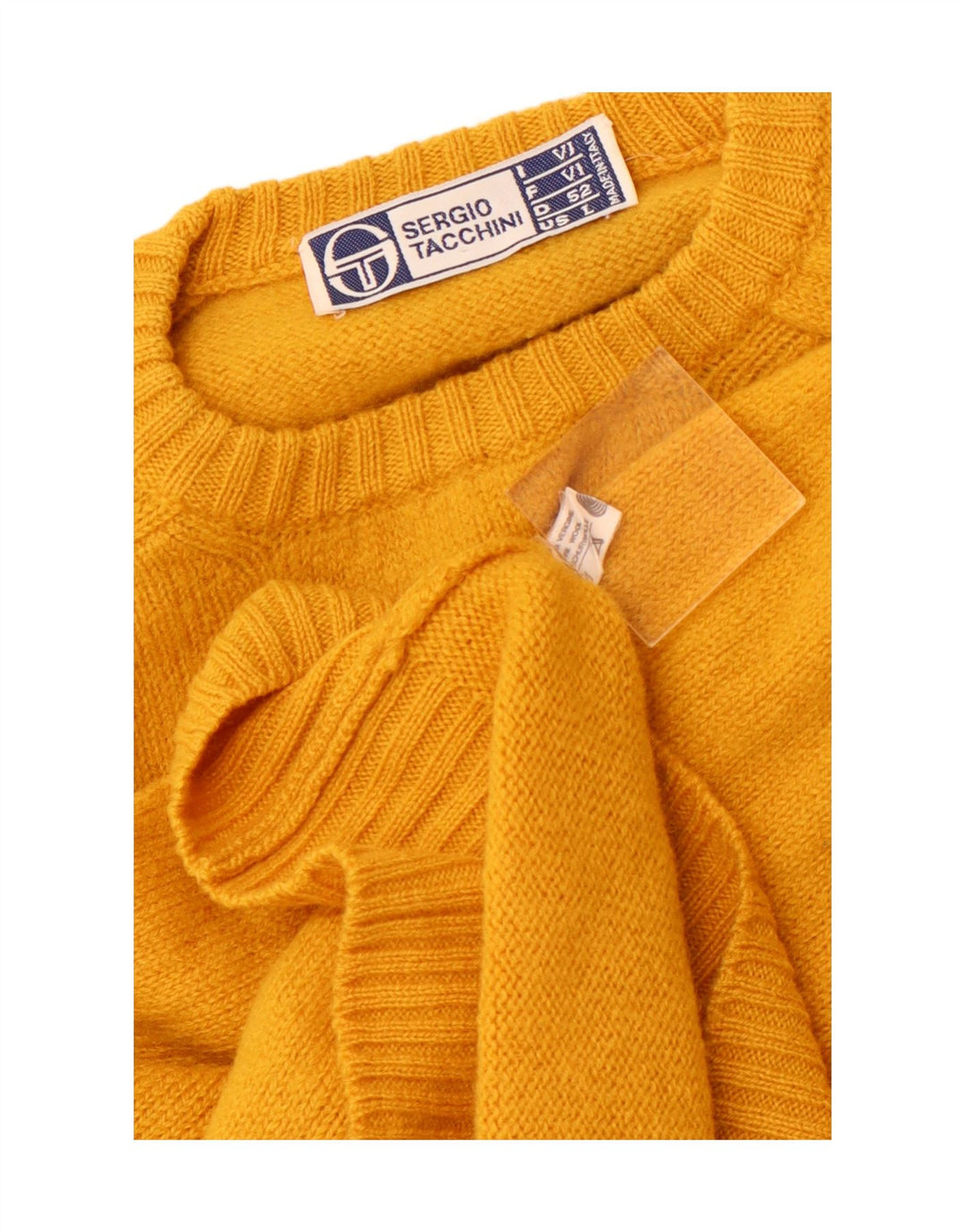 SERGIO TACCHINI Womens Crew Neck Jumper Sweater UK 14 Large Yellow