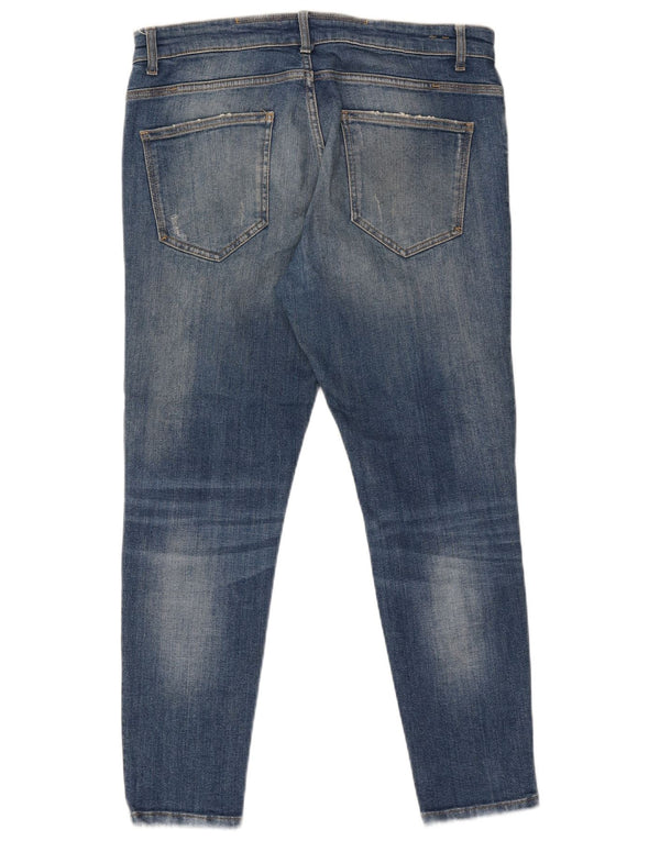 Zara Mens Distressed Skinny Jeans EU 44 Large W34 L27 Blue