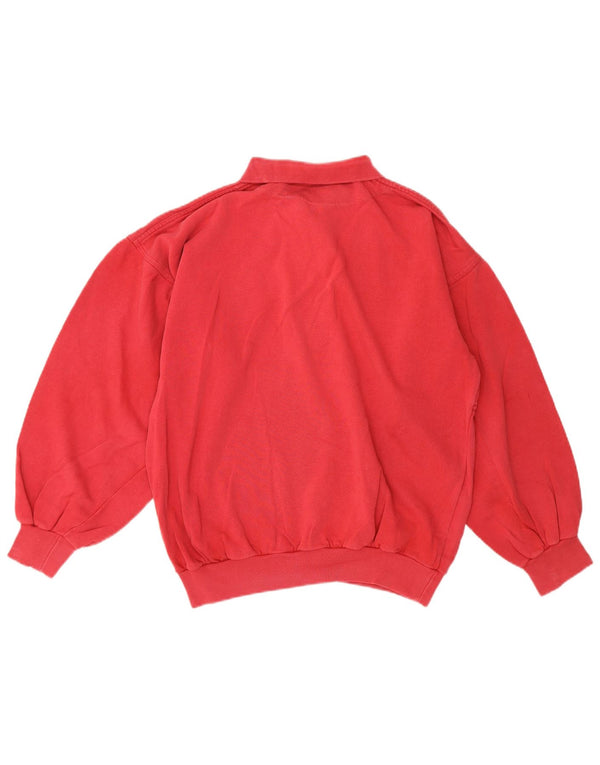 Le Frog Mens Polo Neck Sweatshirt Jumper Medium Pink Cotton