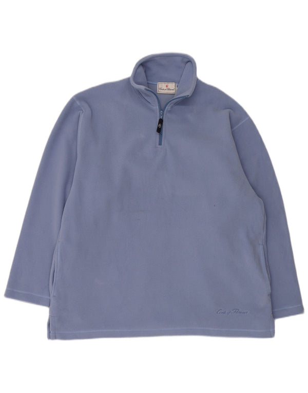 Conte of Florence Mens Zip Neck Fleece Jumper XL Blue Polyester