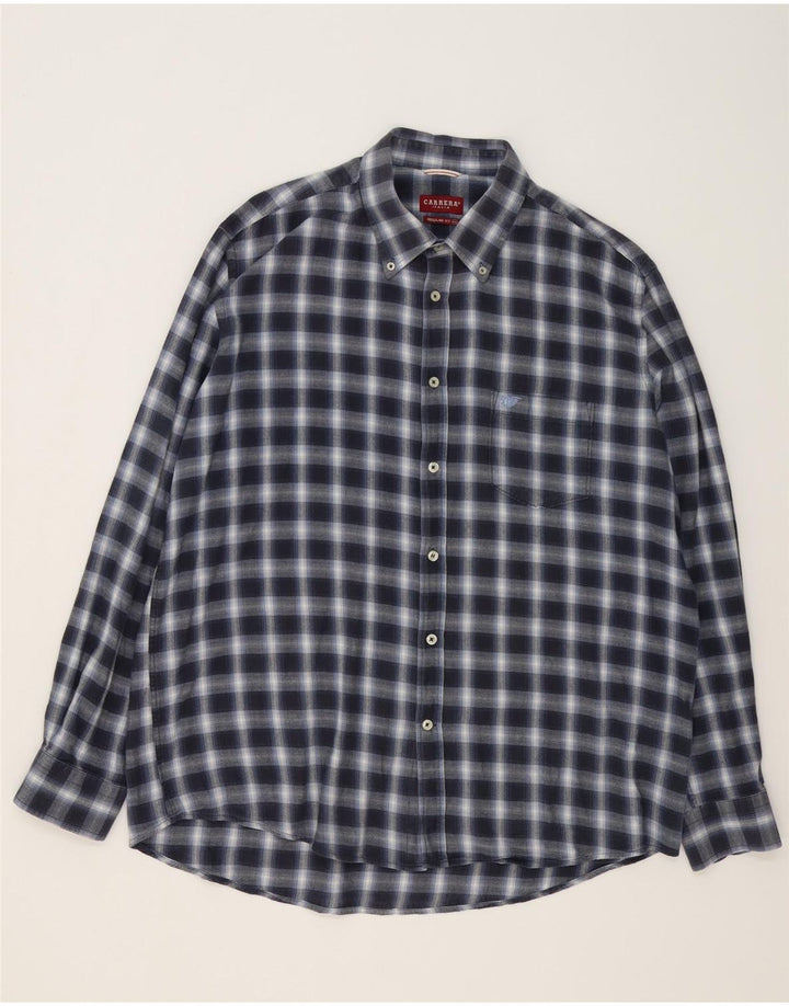 CARRERA Mens Regular Fit Flannel Shirt 2XL Navy Blue Check