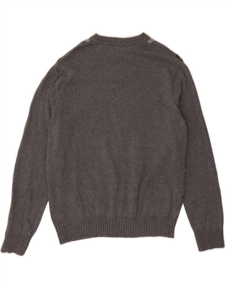 DOCKERS Mens Boat Neck Jumper Sweater Large Grey Check Cotton Vintage Dockers and Second-Hand Dockers from Messina Hembry 