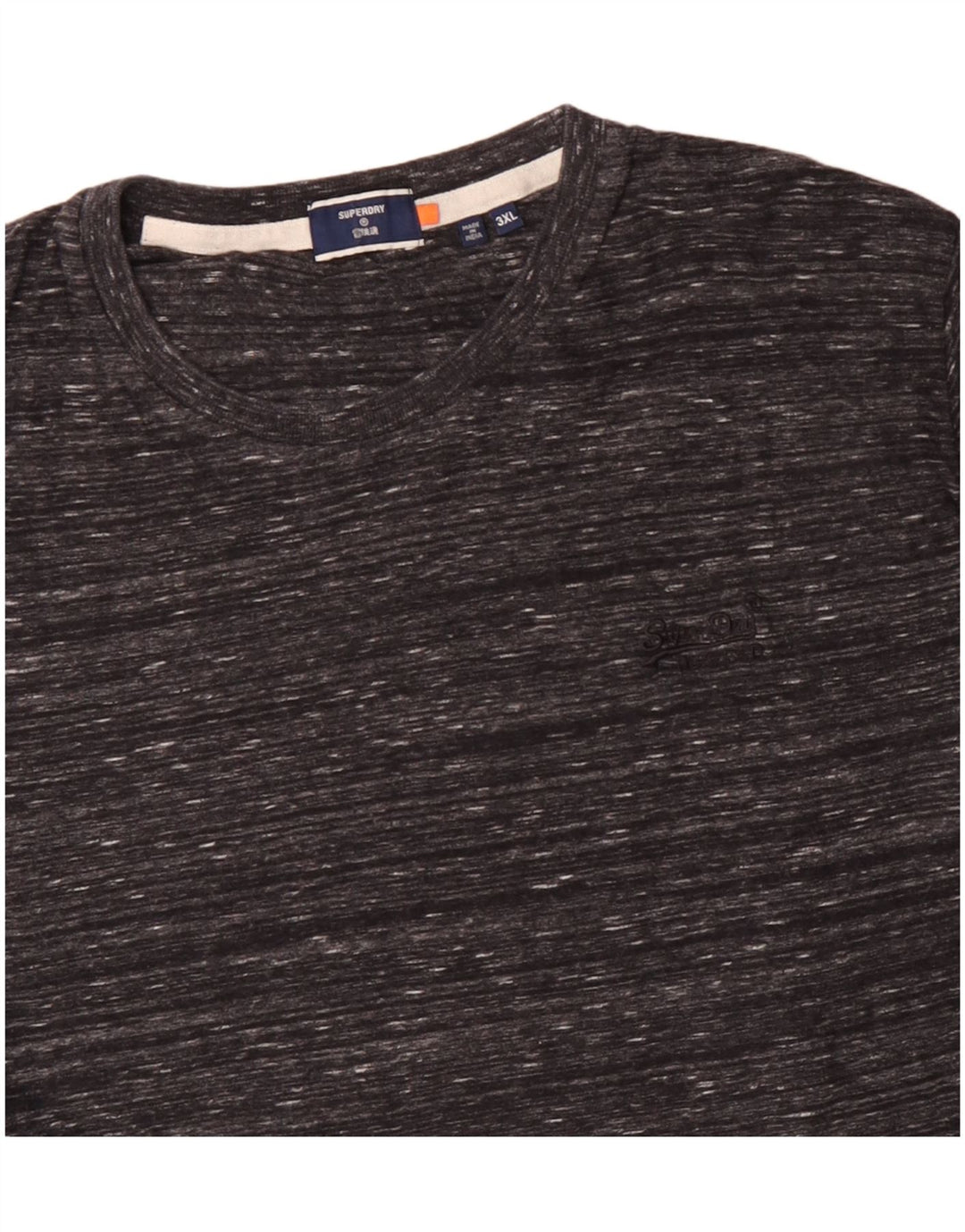 SUPERDRY Mens Top Long Sleeve 3XL Grey Flecked Cotton