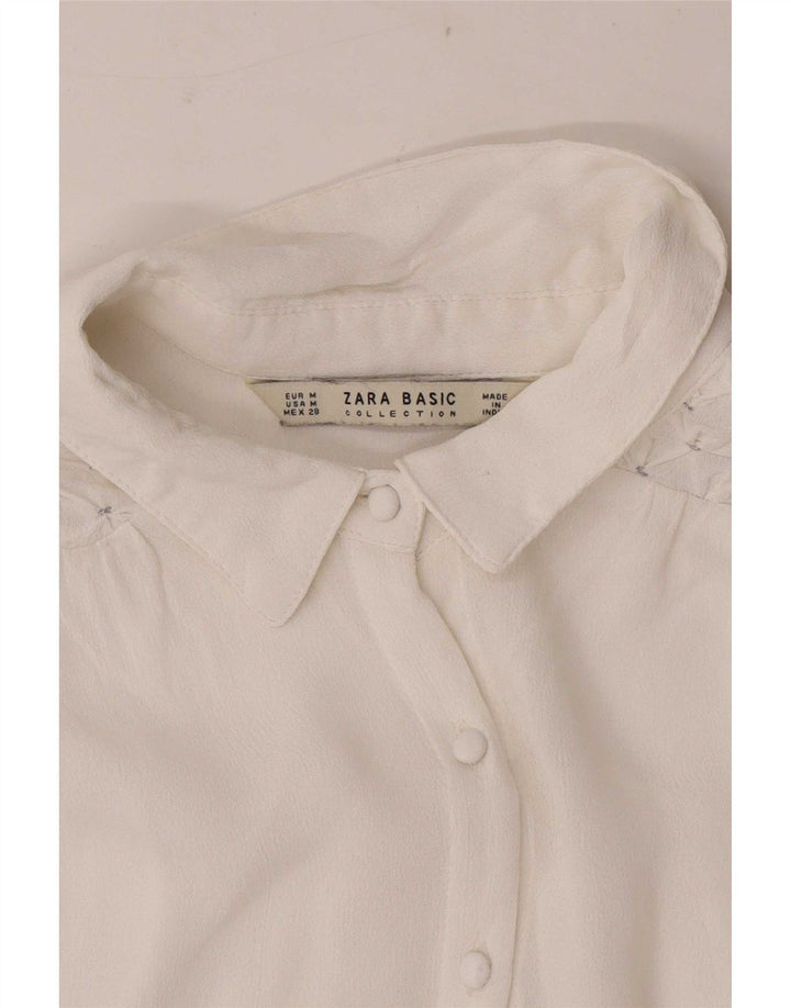 Zara Womens Long Sleeve Regular Fit Shirt UK 12 Medium White