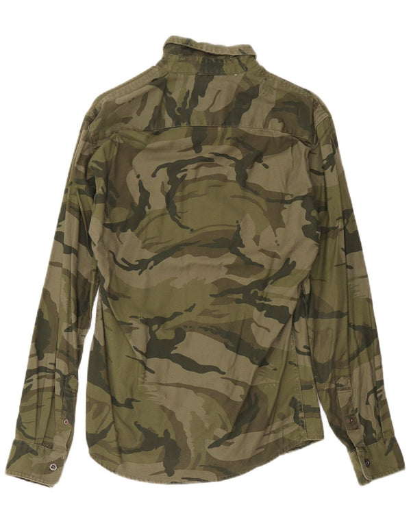 Wrangler Mens Shirt Small Khaki Camouflage Cotton