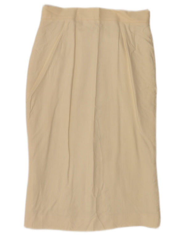 Byblos Womens High Waist Midi Skirt IT 44 Medium W28 Beige Viscose