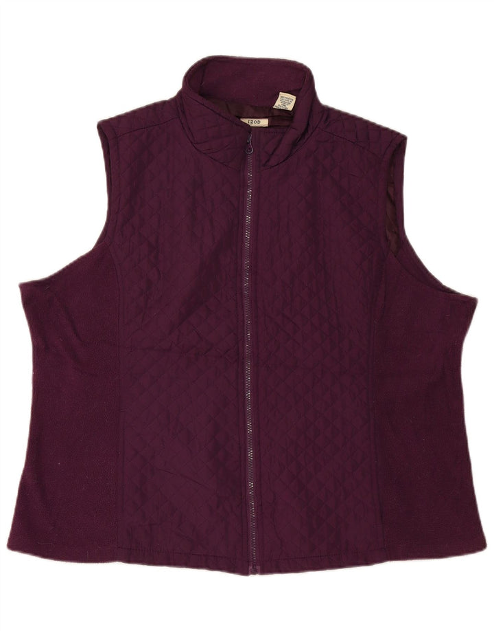 Izod Womens Quilted Gilet UK 20 2XL Maroon Polyester