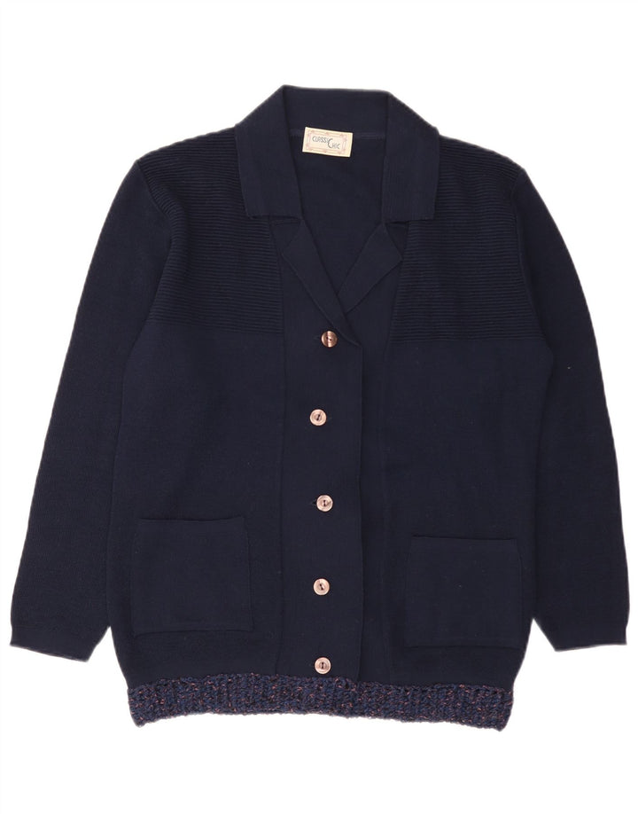 Vintage Womens Cardigan Sweater IT 48 XL Navy Blue Acrylic