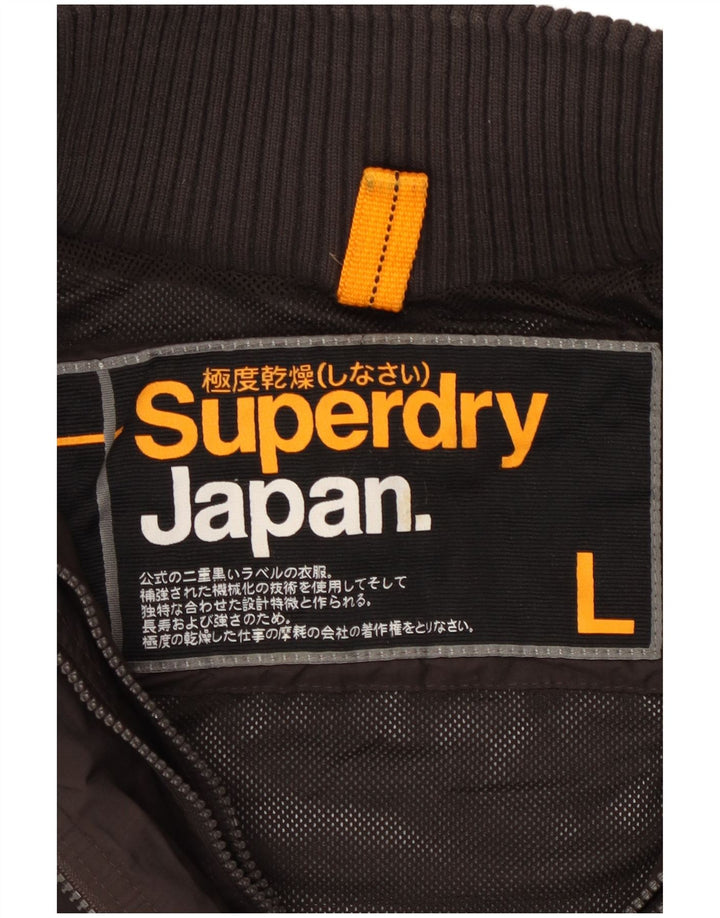 SUPERDRY Womens Windbreaker Jacket UK 14 Large Black Nylon