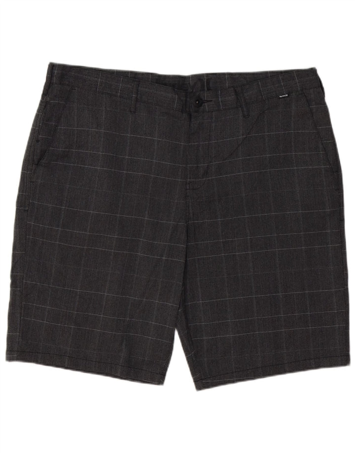 HURLEY Mens Chino Shorts W38 XL Grey Check Polyester