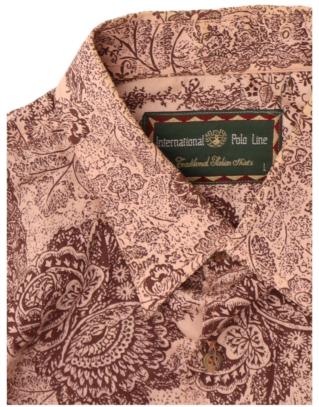INTERNATIONAL Mens Shirt Large Brown Paisley Cotton
