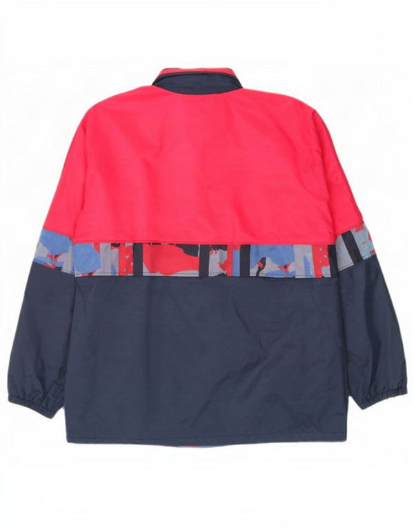 Vintage Mens Hooded Rain Jacket UK 38 Medium Navy Blue Colourblock Nylon