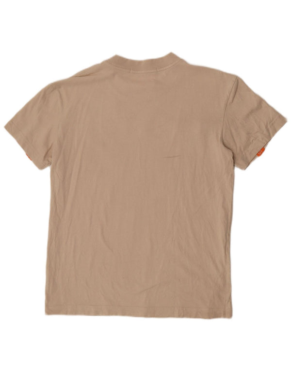 Calvin Klein Jeans Mens Graphic T-Shirt Top Large Beige Colourblock Cotton