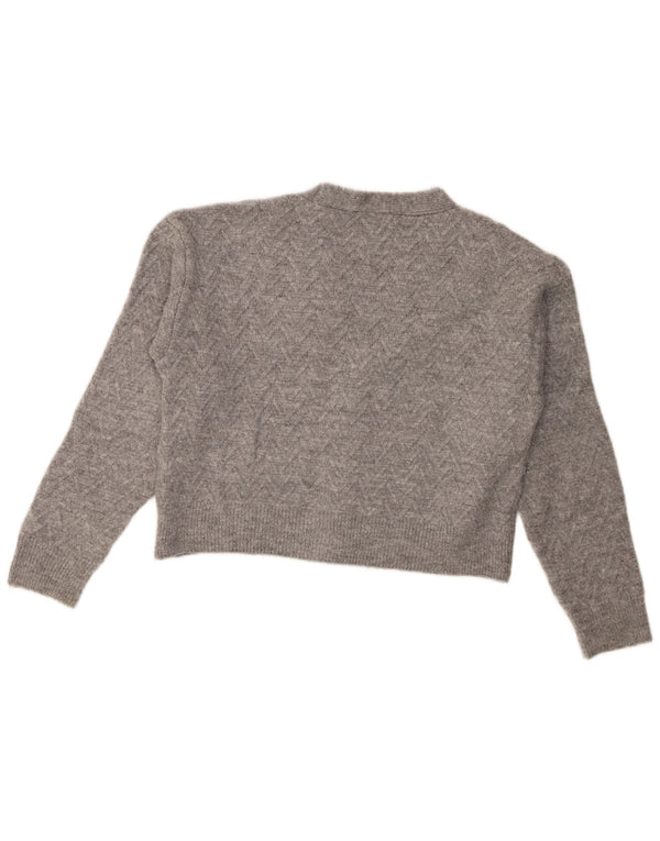 Zara Womens Crop Cardigan Sweater UK 14 Medium Grey Acrylic