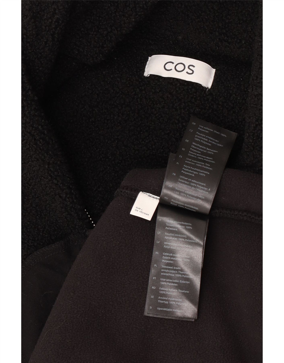 Cos Mens Zip Neck Fleece Jumper Large Black Polyester