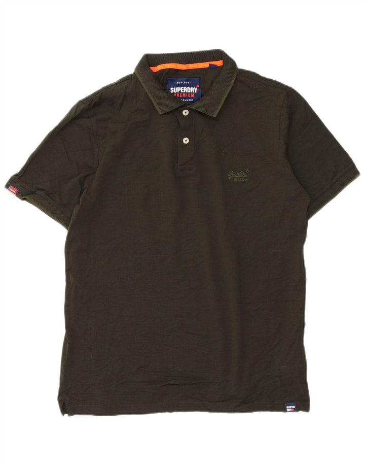 SUPERDRY Mens Polo Shirt Large Green Cotton